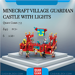 QUANGUAN 753 Minecraft Village Guardian Castle with Lights Creator Expert