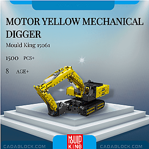 MOULD KING 15061 Motor Yellow Mechanical Digger Technician