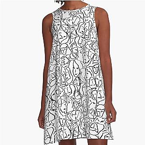 Call Me By Your Name Elios Shirt Faces in Black Outlines on White CMBYN A-Line Dress