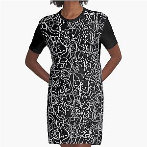 Call Me By Your Name  Elios Shirt Faces in White Outlines on Black CMBYN Graphic T-Shirt Dress