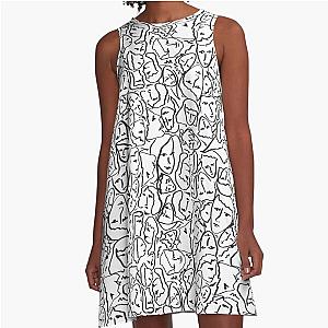 Call Me By Your Name Elios Shirt Faces Reversed in Black Outlines on White CMBYN A-Line Dress