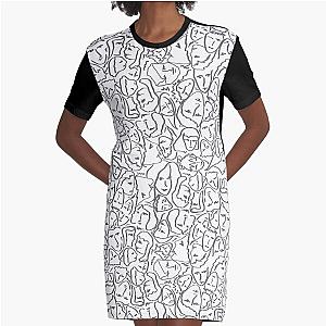 Call Me By Your Name Elios Shirt Faces in Faded Outlines on White CMBYN Graphic T-Shirt Dress