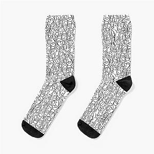 Call Me By Your Name Mini Elio Shirt Faces in Black Outlines on White CMBYN Socks