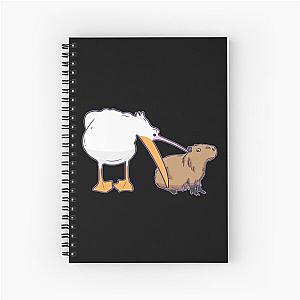 Pelican Tries to Eat Capybara Funny Cute Meme Spiral Notebook