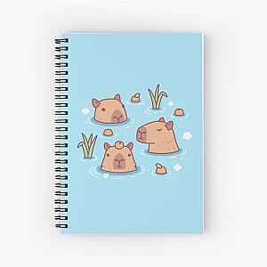 Cute Capybaras Chilling in Hot Spring With Oranges Spiral Notebook