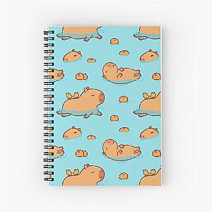 Capybara pattern swimming with oranges Spiral Notebook