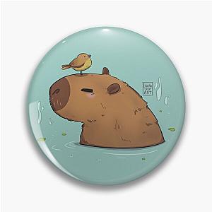 Capybara chill with a bird Pin