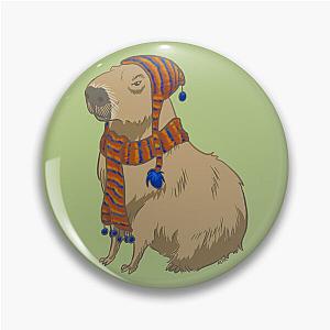 Anime-style Capybara Just Sitting There with Hat and Scarf Pin