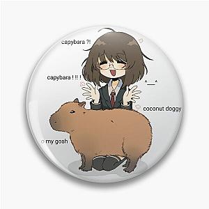 Coconut Doggy Capybara Meme Pin