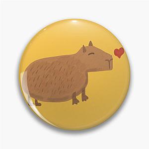 Capybara Heart with Yellow Background Pin