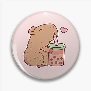 Cute Capybara Loves Bubble Tea Pin