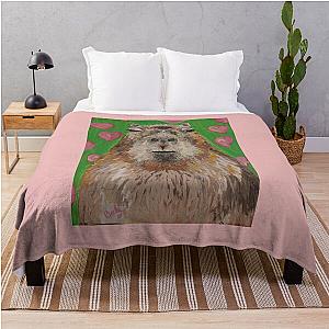 Capybara and hearts Throw Blanket