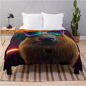 Ok I Pull Up Capybara With Sunglasses Throw Blanket