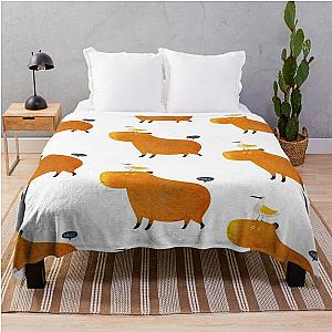 Hapybara Capybara Throw Blanket