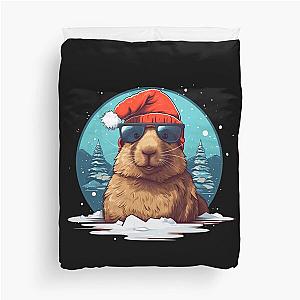 Christmas Capybara Duvet Cover