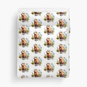 Watercolor Capybara Duvet Cover