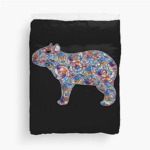 Cool And Awesome Capybara Geometric Duvet Cover