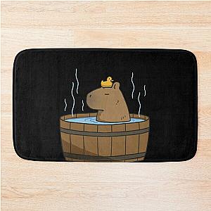 Capybara pun - Feelin' Capybara - Capybara orange Bath Mat