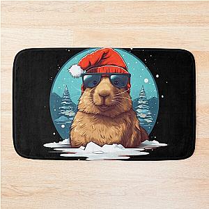 Christmas Capybara Bath Mat