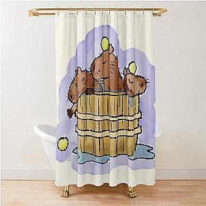 Capybara Onsen Shower Curtain