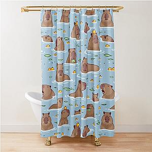 Bathing Capybara Pattern Shower Curtain