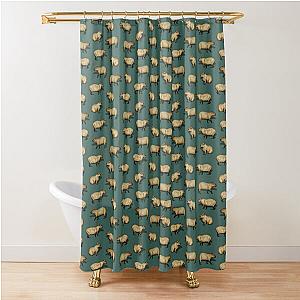 Cute Capybara Pattern - Giant Rodents on Dark Teal Shower Curtain