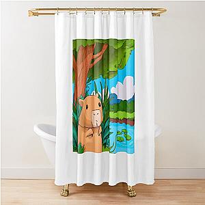 Cartoon Capybara Shower Curtain