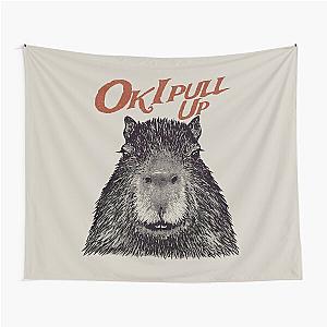 Capybara - Ok I pull up - MEME - Red Capybara - His Name - Gort - Capy Yuzu - Pet Mat Bandana Tapestry