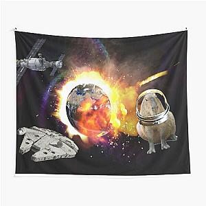 astronaut capybara in space Tapestry