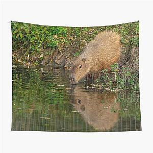 Capybara taking the water Tapestry