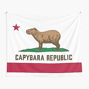 Capybara Republic (on white) Tapestry