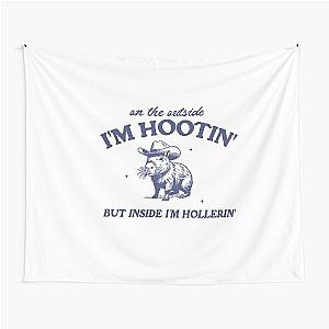 Outside I'm Hootin' Inside I'm Hollerin' Vintage Style Shirt, Retro Cartoon T Shirt, Weird T Shirt, Meme T Shirt, Capybara Tapestry