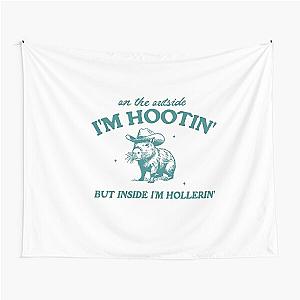 Outside I'm Hootin' Inside I'm Hollerin' Vintage Style Shirt, Retro Cartoon T Shirt, Weird T Shirt, Meme T Shirt, Capybara Tapestry