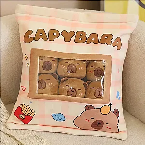 Cute Capybara Pudding Snack Brown Pillow