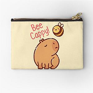 Bee Cappy! Bee and capybara pun Be Happy! Zipper Pouch