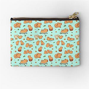 Cute capybara art, illustration seamless pattern Zipper Pouch