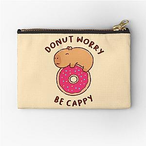 Don't worry be cappy, Dont worry be happy, capybara on a donut, capy Zipper Pouch