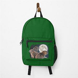 Three Capybaras and Moon Funny Capybara Humor Parody  Backpack