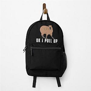 Capybara ok i pull up meme quote funny humor Backpack