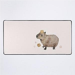 Capybara with Fruits and Flowers Desk Mat