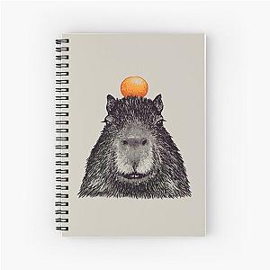 Capybara  Orange - Capy Yuzu - Capybara with Orange on Head - His Name - Gort - Portrait Spiral Notebook