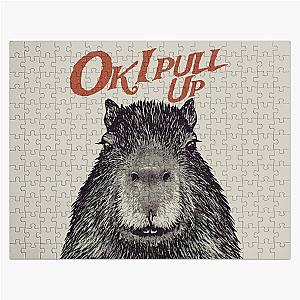 Capybara - Ok I pull up - MEME - Red Capybara - His Name - Gort - Capy Yuzu - Pet Mat Bandana Jigsaw Puzzle