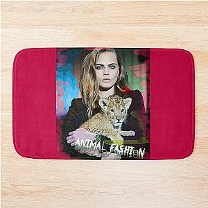 Cara Delevingne and Baby Lion Animal Fashion Bath Mat