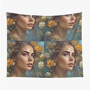 Cara Delevingne with Flower Tapestry