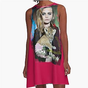 Cara Delevingne and Baby Lion Animal Fashion A Line Dress