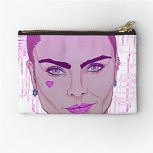 Cara Delevingne on Distorted Pink Zipper Pouch