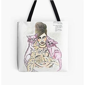 Retro Cara Delevingne illustration All Over Print Tote Bag