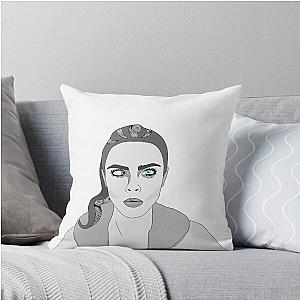 Cara Delevingne Portrait Design Throw Pillow