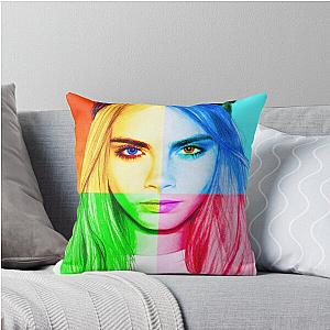 Cara Delevingne pencil portrait throw pillow