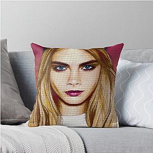 Cara Delevingne pencil portrait Throw Pillow
